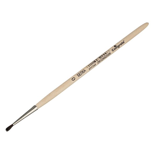 Кисть белка круглая №0 (d-1 mm; L-5 mm) ручка дерево